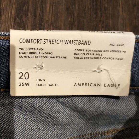 NWT American Eagle Ripped 90s Boyfriend Light Indigo High waist Distressed Jeans - Picture 13 of 16